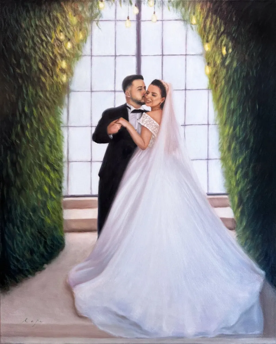Custom studio commission wedding portrait painting